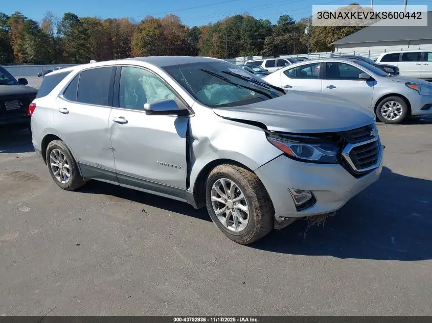 3GNAXKEV2KS600442 2019 Chevrolet Equinox Lt