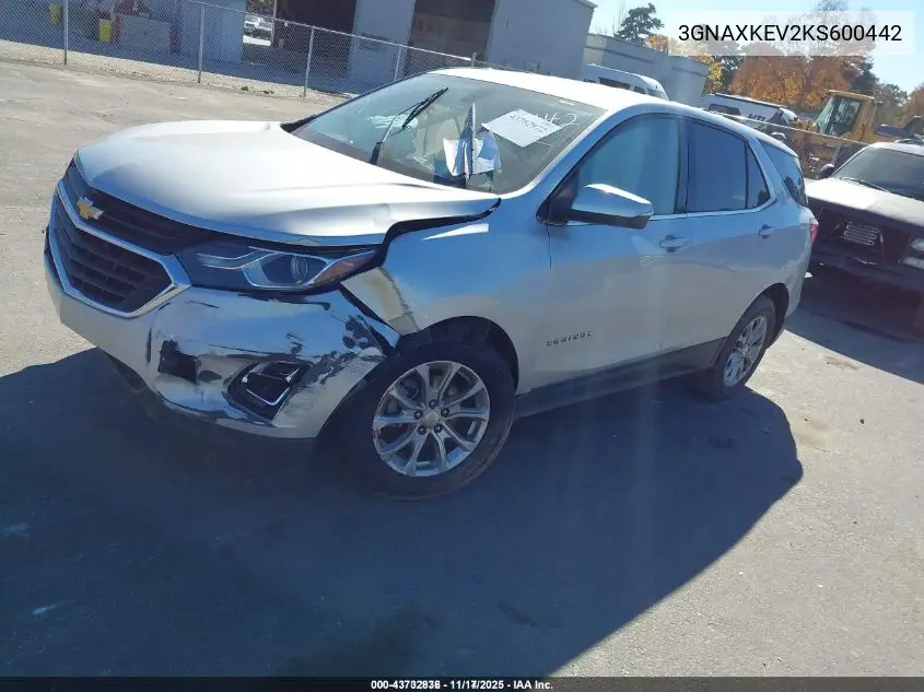 3GNAXKEV2KS600442 2019 Chevrolet Equinox Lt