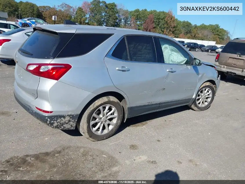 3GNAXKEV2KS600442 2019 Chevrolet Equinox Lt