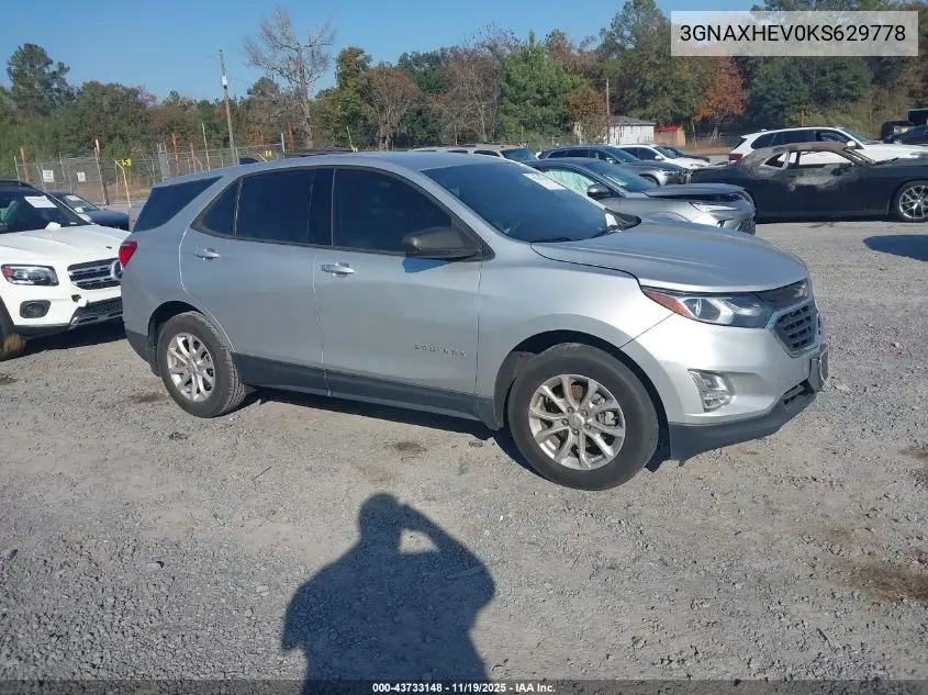 3GNAXHEV0KS629778 2019 Chevrolet Equinox Ls