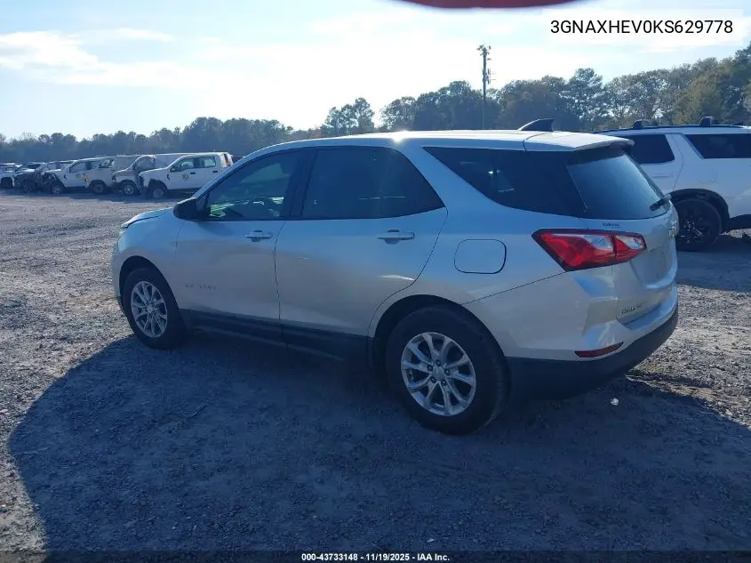 3GNAXHEV0KS629778 2019 Chevrolet Equinox Ls