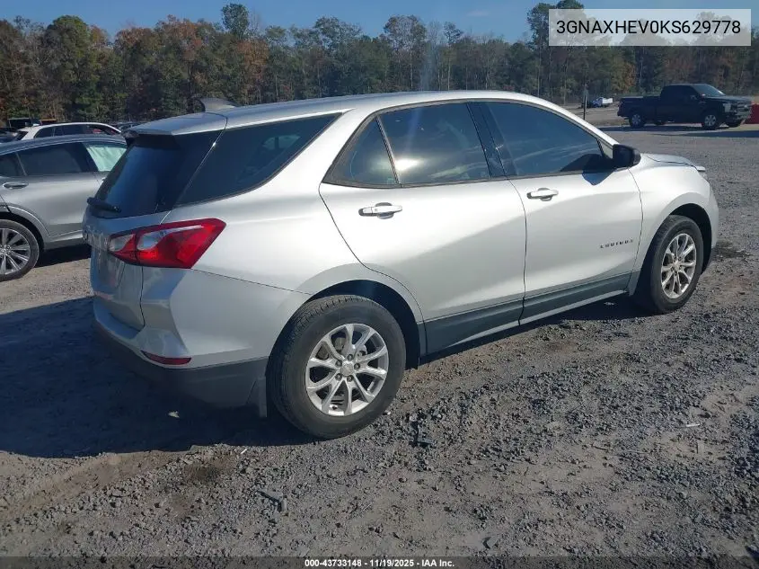 3GNAXHEV0KS629778 2019 Chevrolet Equinox Ls
