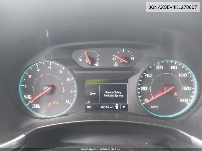 3GNAXSEV4KL278607 2019 Chevrolet Equinox Ls