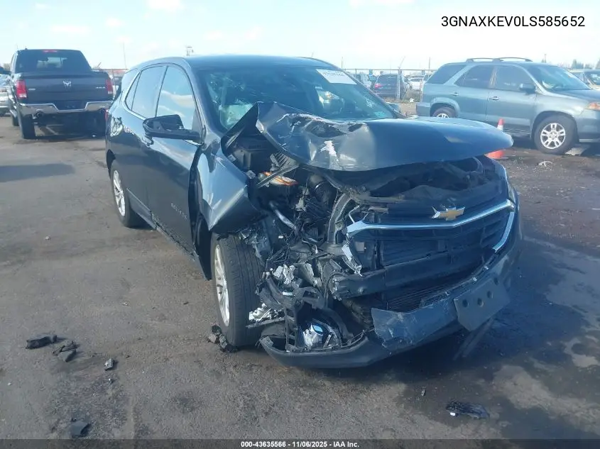 3GNAXKEV0LS585652 2020 Chevrolet Equinox Fwd Lt 1.5L Turbo
