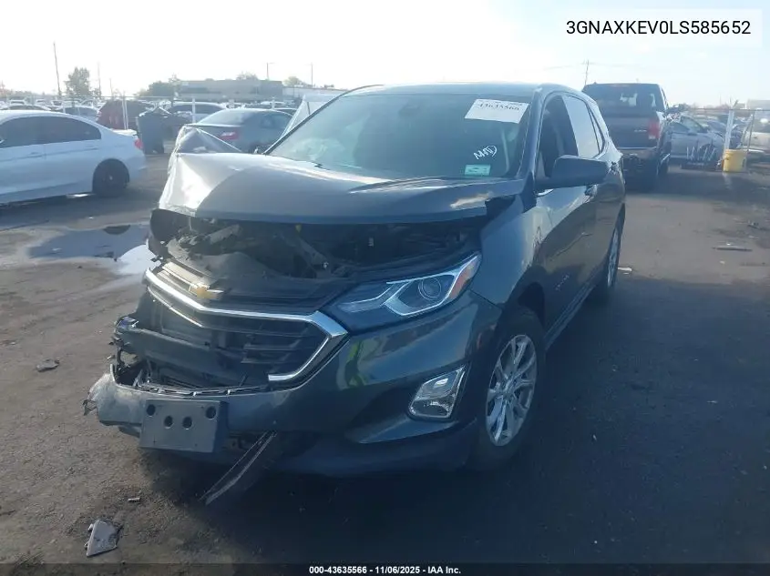 3GNAXKEV0LS585652 2020 Chevrolet Equinox Fwd Lt 1.5L Turbo