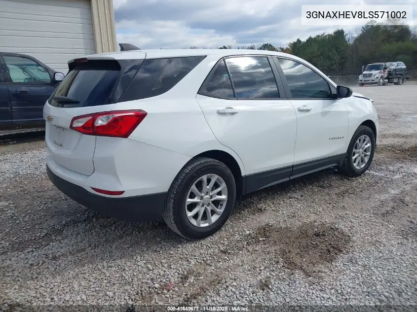 3GNAXHEV8LS571002 2020 Chevrolet Equinox Fwd Ls