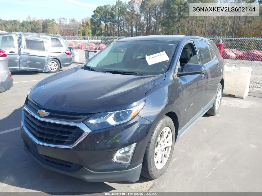 3GNAXKEV2LS602144 2020 Chevrolet Equinox Fwd Lt 1.5L Turbo