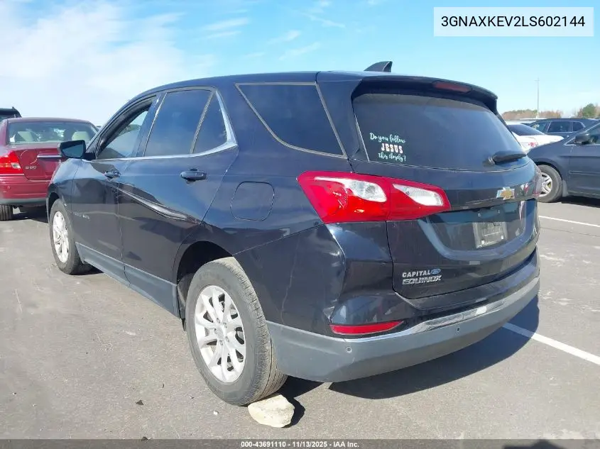 3GNAXKEV2LS602144 2020 Chevrolet Equinox Fwd Lt 1.5L Turbo