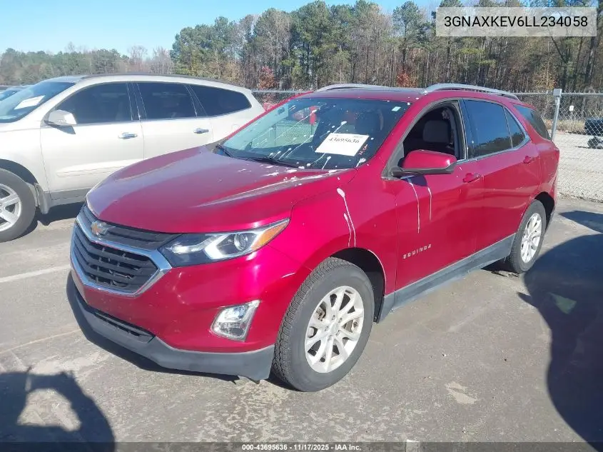 3GNAXKEV6LL234058 2020 Chevrolet Equinox Fwd Lt 1.5L Turbo