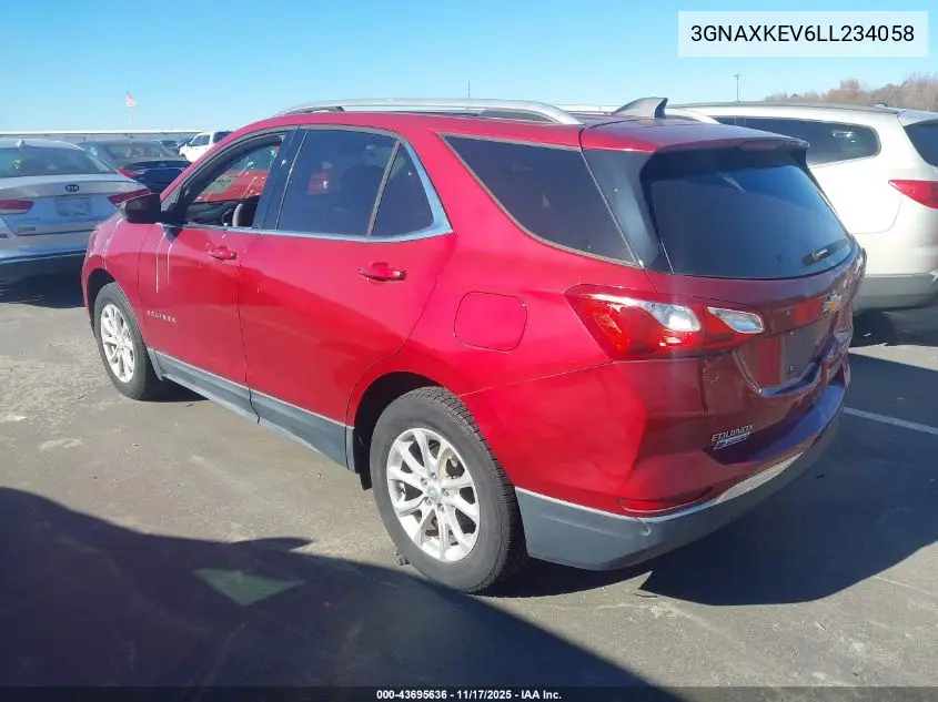 3GNAXKEV6LL234058 2020 Chevrolet Equinox Fwd Lt 1.5L Turbo