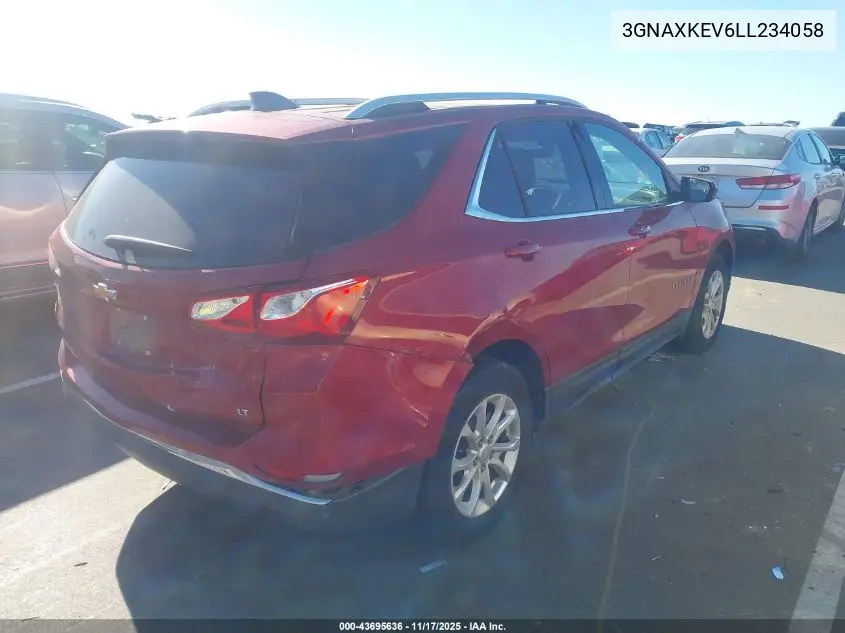3GNAXKEV6LL234058 2020 Chevrolet Equinox Fwd Lt 1.5L Turbo