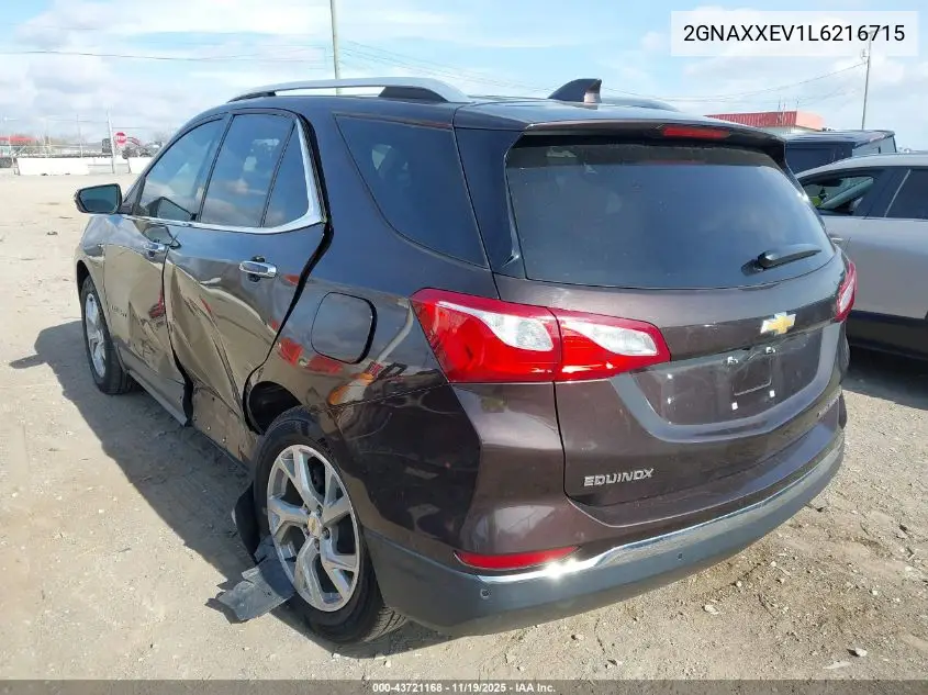 2GNAXXEV1L6216715 2020 Chevrolet Equinox Awd Premier 1.5L Turbo