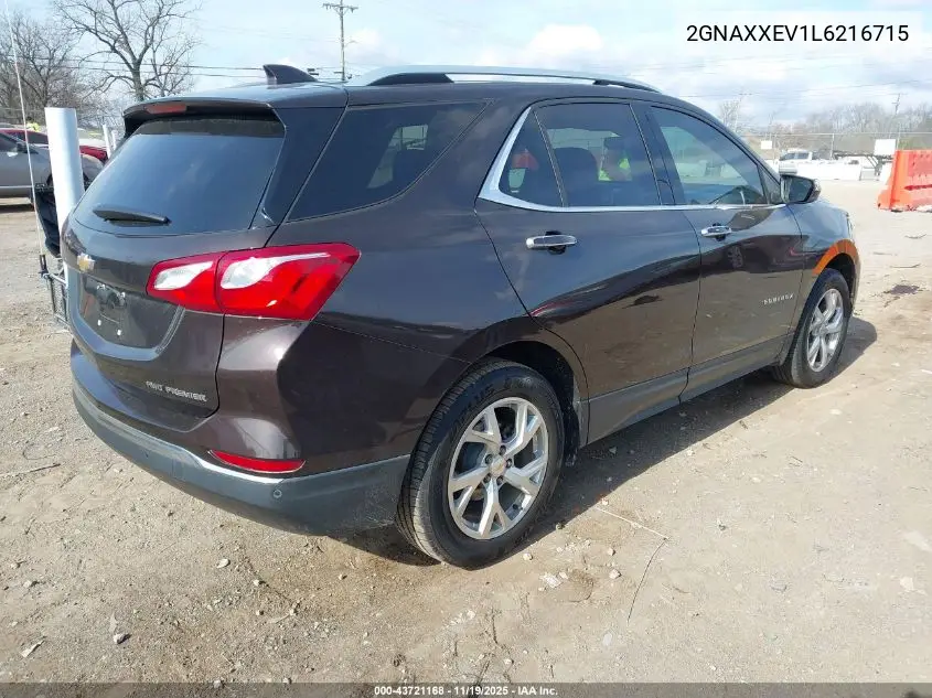 2GNAXXEV1L6216715 2020 Chevrolet Equinox Awd Premier 1.5L Turbo