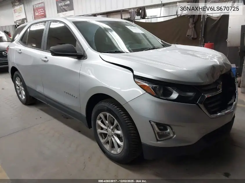 3GNAXHEV6LS670725 2020 Chevrolet Equinox Fwd Ls