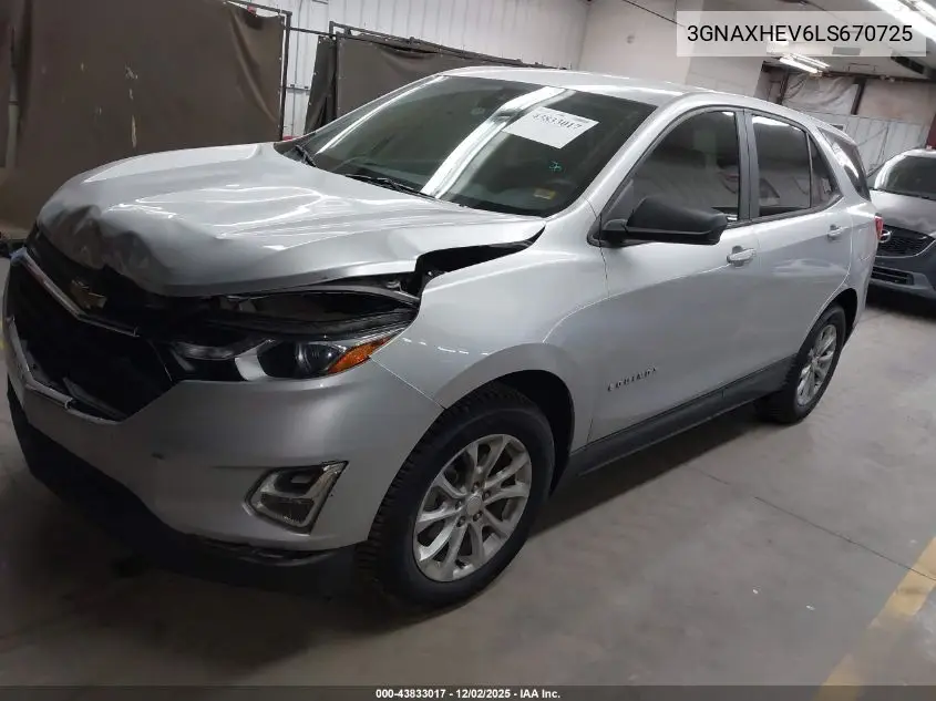 3GNAXHEV6LS670725 2020 Chevrolet Equinox Fwd Ls