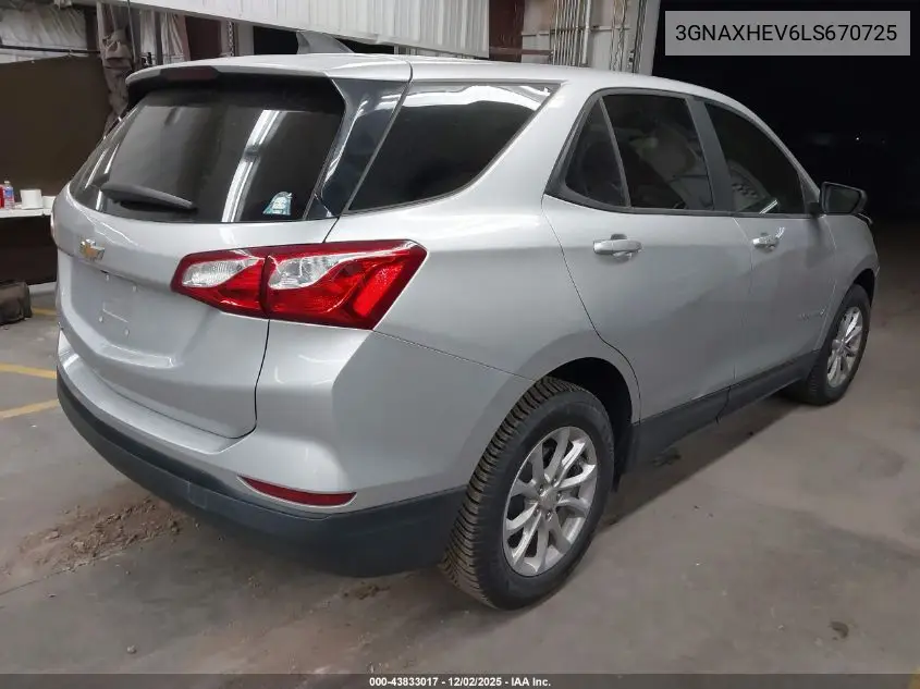 3GNAXHEV6LS670725 2020 Chevrolet Equinox Fwd Ls