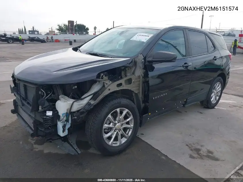 2GNAXHEV2M6151574 2021 Chevrolet Equinox Fwd Ls
