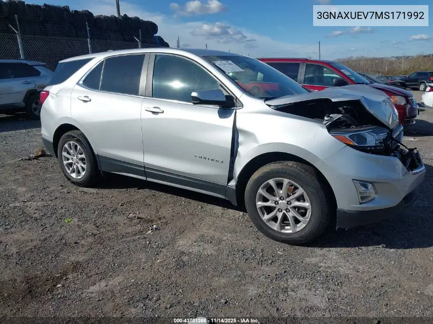3GNAXUEV7MS171992 2021 Chevrolet Equinox Awd Lt