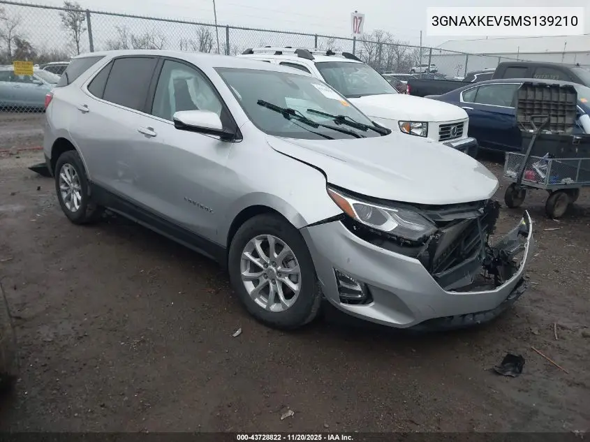 3GNAXKEV5MS139210 2021 Chevrolet Equinox Fwd Lt