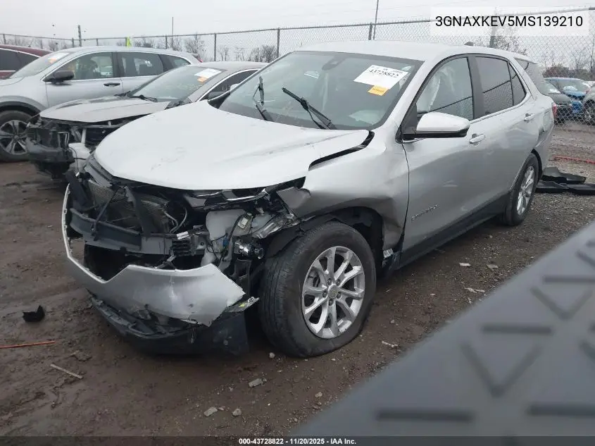 3GNAXKEV5MS139210 2021 Chevrolet Equinox Fwd Lt