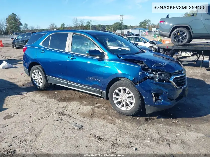 3GNAXKEV3ML359455 2021 Chevrolet Equinox Fwd Lt