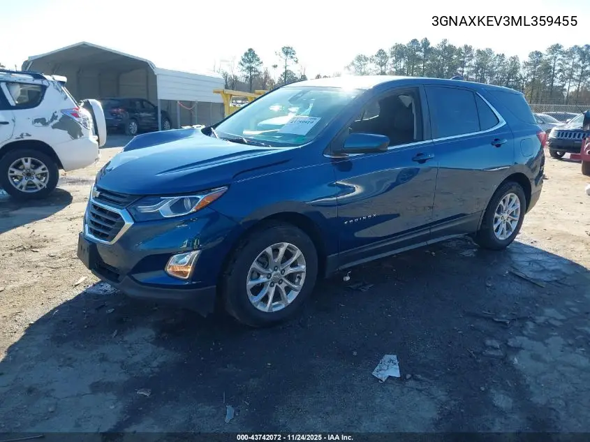 3GNAXKEV3ML359455 2021 Chevrolet Equinox Fwd Lt