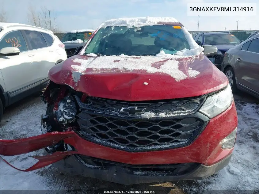 3GNAXKEV8ML314916 2021 Chevrolet Equinox Fwd Lt