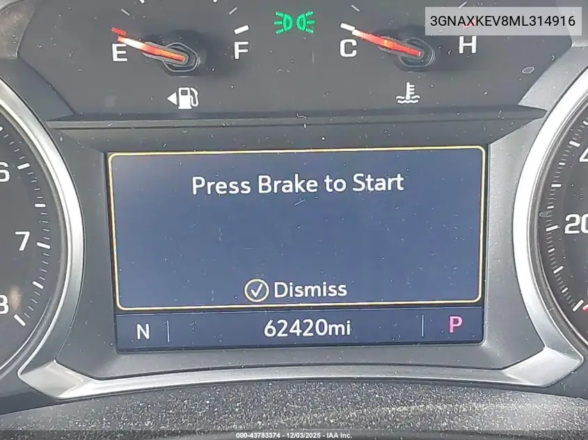 3GNAXKEV8ML314916 2021 Chevrolet Equinox Fwd Lt