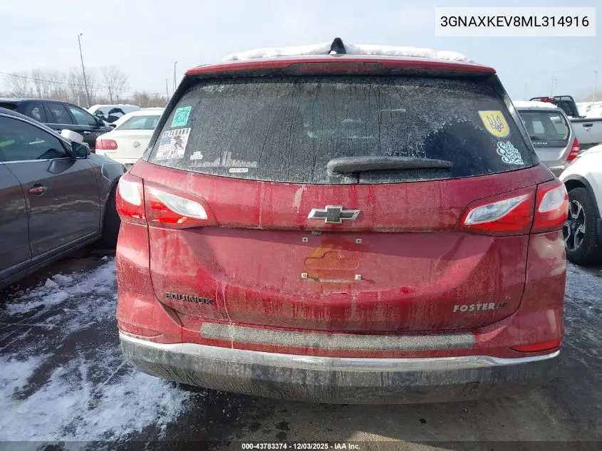 3GNAXKEV8ML314916 2021 Chevrolet Equinox Fwd Lt