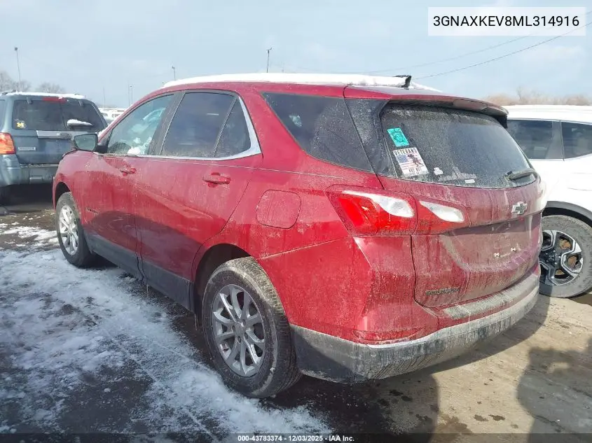 3GNAXKEV8ML314916 2021 Chevrolet Equinox Fwd Lt