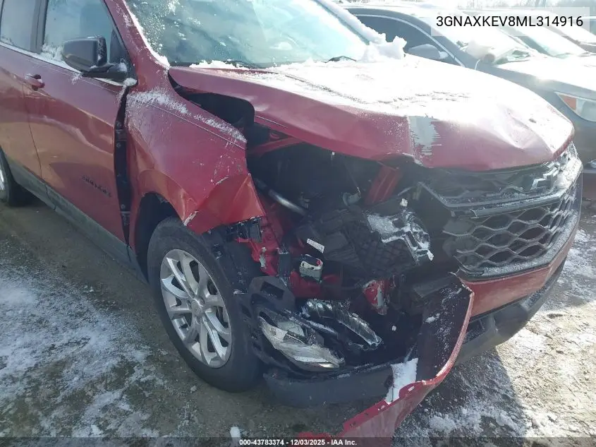 3GNAXKEV8ML314916 2021 Chevrolet Equinox Fwd Lt