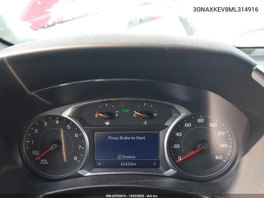 3GNAXKEV8ML314916 2021 Chevrolet Equinox Fwd Lt
