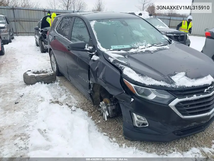 3GNAXKEV1ML315910 2021 Chevrolet Equinox Fwd Lt