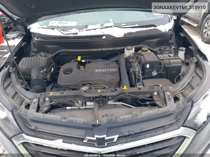 3GNAXKEV1ML315910 2021 Chevrolet Equinox Fwd Lt