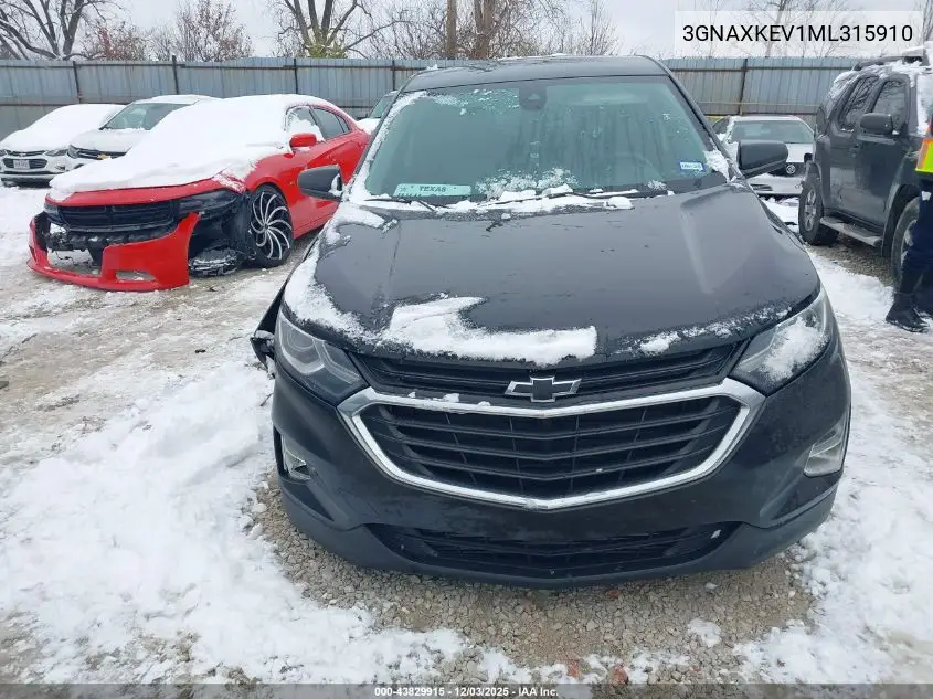 3GNAXKEV1ML315910 2021 Chevrolet Equinox Fwd Lt