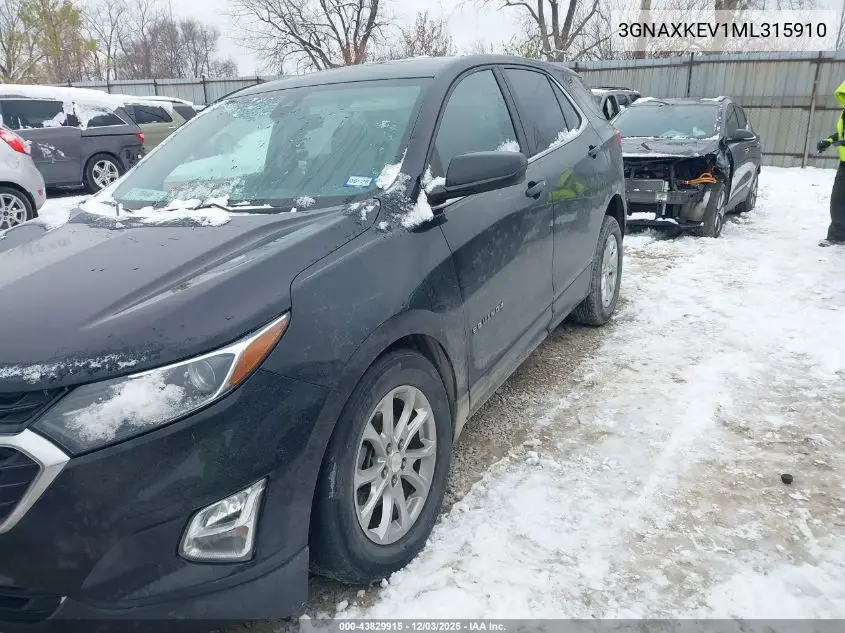 3GNAXKEV1ML315910 2021 Chevrolet Equinox Fwd Lt