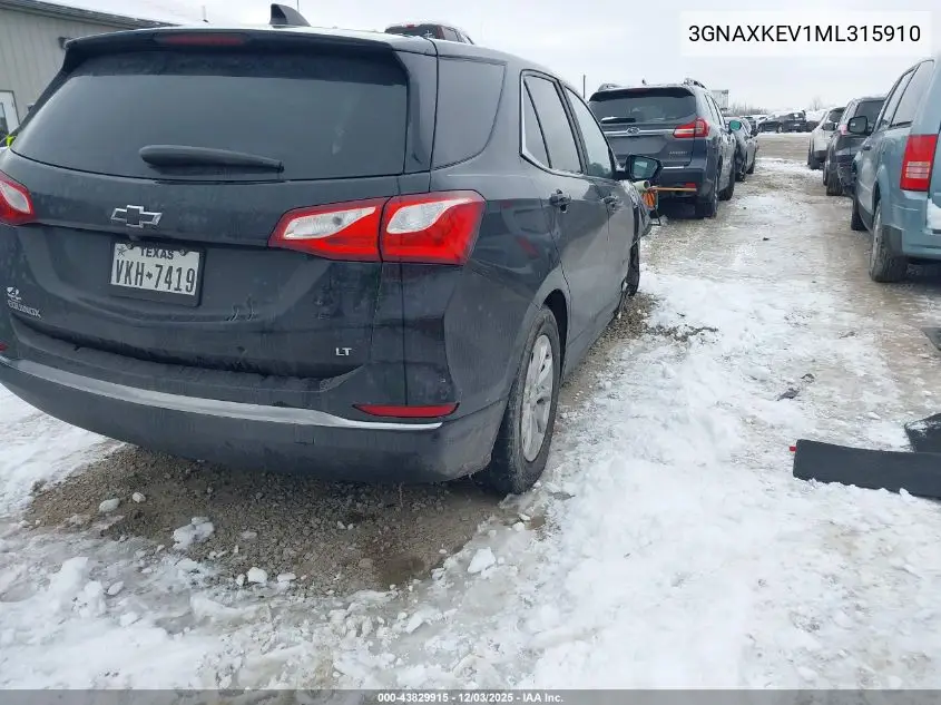 3GNAXKEV1ML315910 2021 Chevrolet Equinox Fwd Lt
