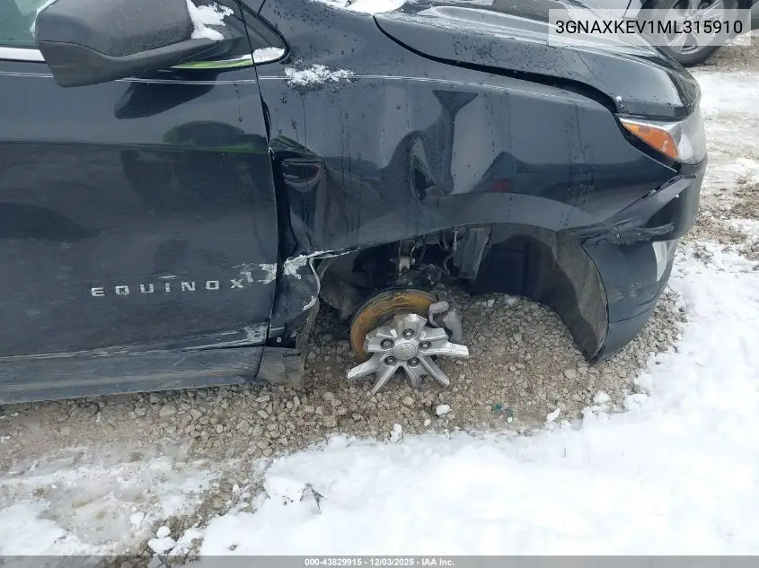 3GNAXKEV1ML315910 2021 Chevrolet Equinox Fwd Lt