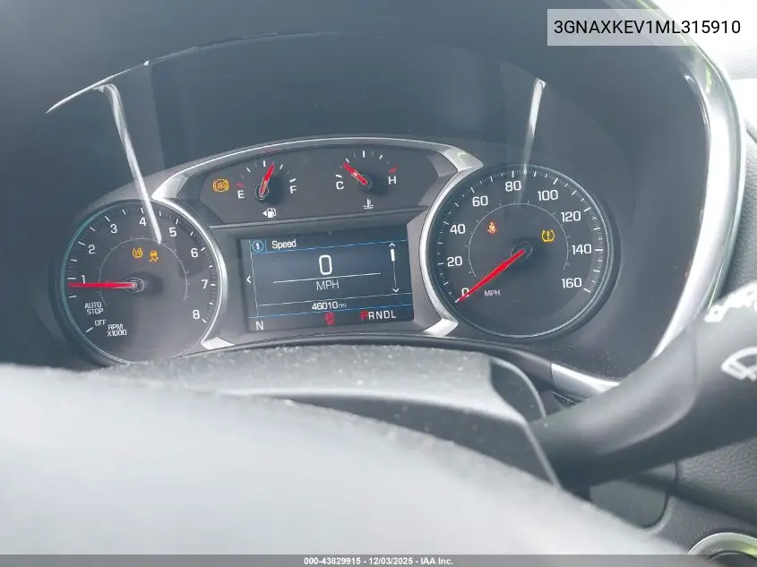 3GNAXKEV1ML315910 2021 Chevrolet Equinox Fwd Lt