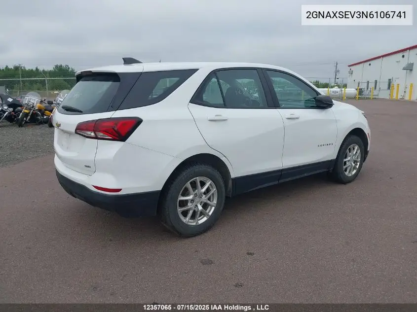 2GNAXSEV3N6106741 2022 Chevrolet Equinox Ls