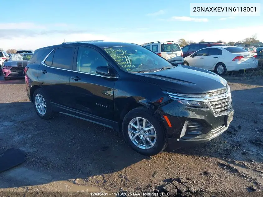 2GNAXKEV1N6118001 2022 Chevrolet Equinox Lt