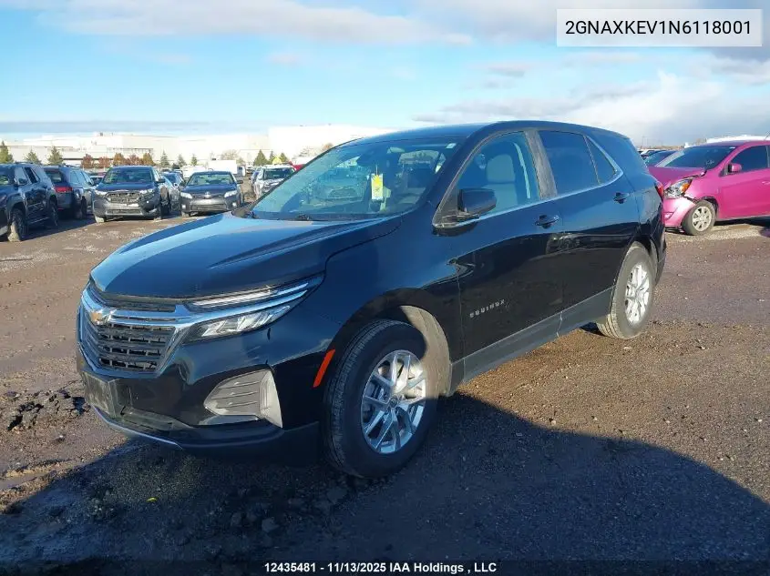 2GNAXKEV1N6118001 2022 Chevrolet Equinox Lt