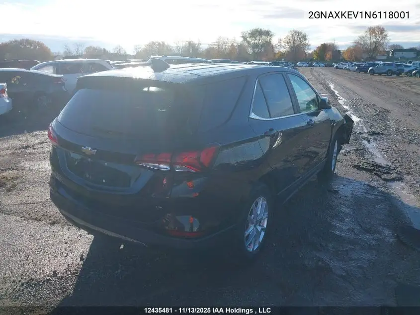 2GNAXKEV1N6118001 2022 Chevrolet Equinox Lt