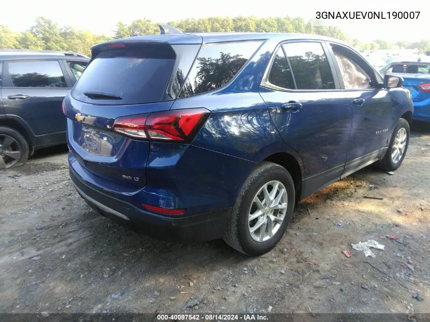 3GNAXUEV0NL190007 2022 Chevrolet Equinox Awd Lt