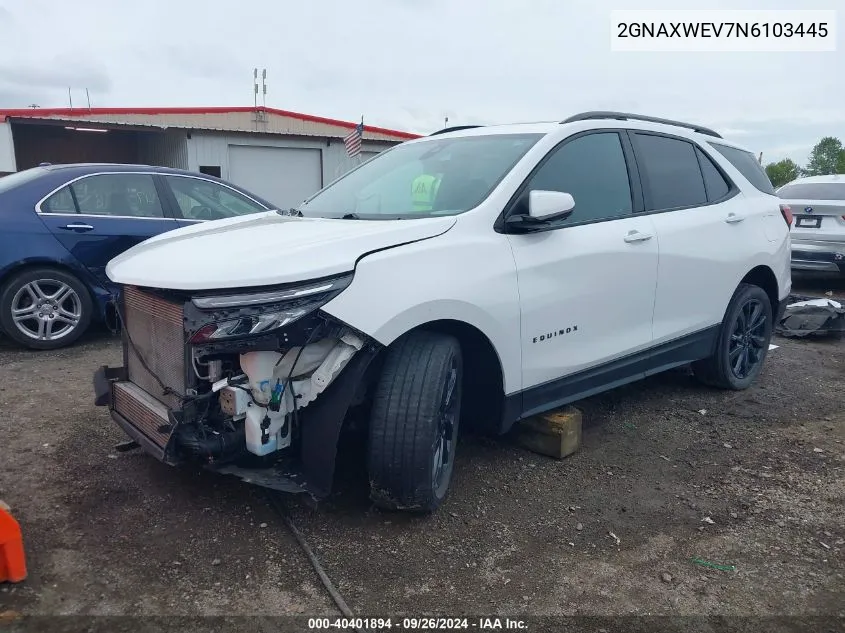 2022 Chevrolet Equinox Awd Rs VIN: 2GNAXWEV7N6103445 Lot: 40401894