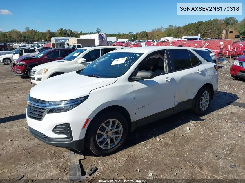 3GNAXSEV2NS170318 2022 Chevrolet Equinox Awd Ls
