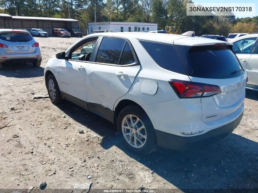 3GNAXSEV2NS170318 2022 Chevrolet Equinox Awd Ls