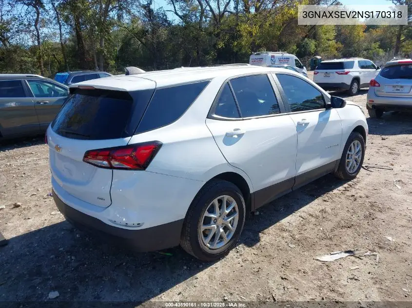 3GNAXSEV2NS170318 2022 Chevrolet Equinox Awd Ls