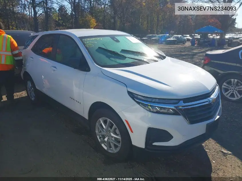 3GNAXSEV7NS234093 2022 Chevrolet Equinox Awd Ls