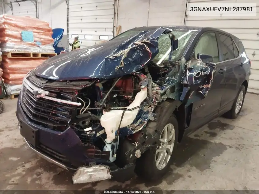 3GNAXUEV7NL287981 2022 Chevrolet Equinox Awd Lt
